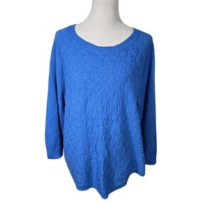 Sag Harbor Size X-Large Blue Knit Scoop Neck Pullover Sweater Top